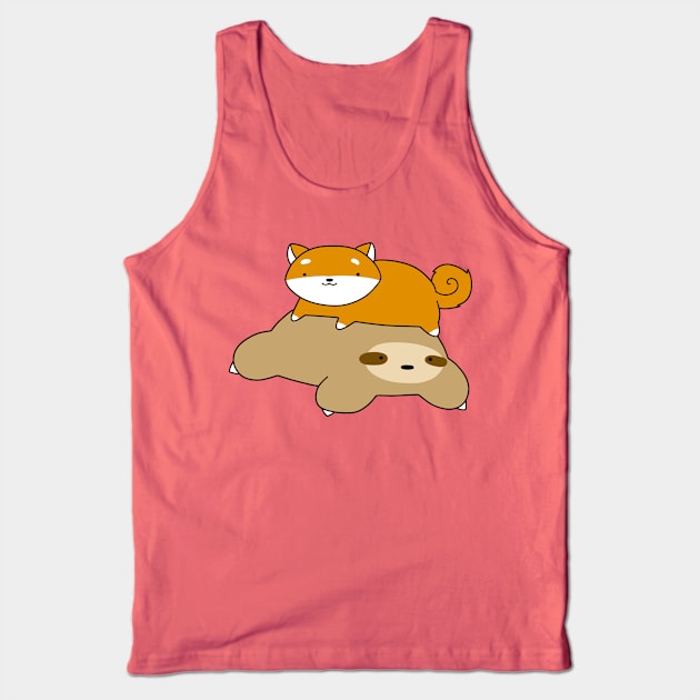 Little Shiba and Sloth Tank Top by saradaboru